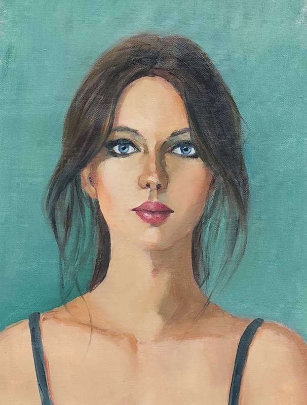 Portrait féminin peinture a l&#39;huile - Mich