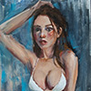 Sensuelle- Huile sur papier 38-46cm - 2024