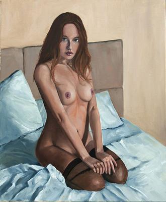 Dans la chambre - Huile sur toile 12F - 2023