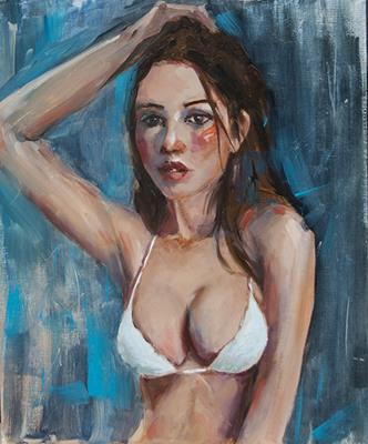 Sensuelle - Huile sur papier 38-46cm - 2024